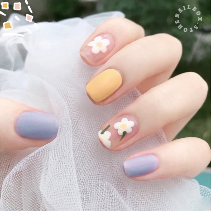 Bộ 24 móng tay giả N498 dáng móng ngắn ( Tặng kèm keo và dũa )