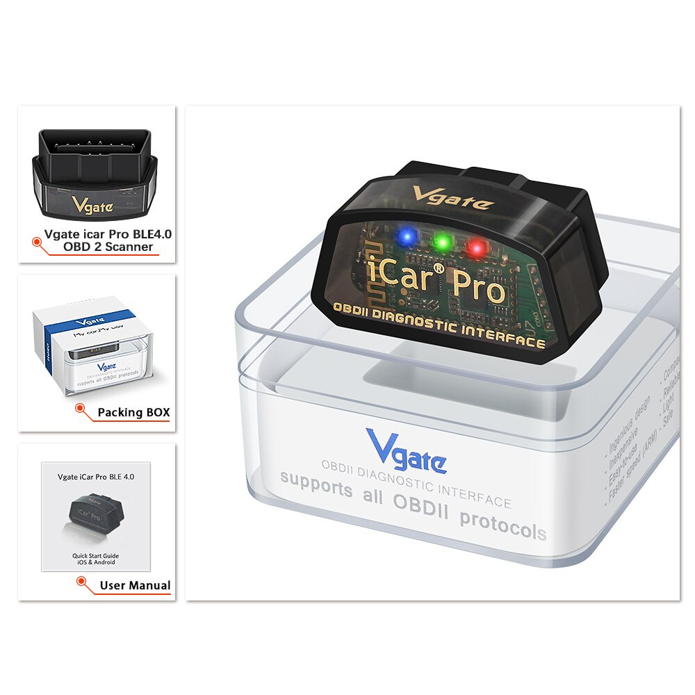 Thiết Bị Chẩn Đoán Lỗi Ô Tô vgate pro bt4.0-wireless obd 2 elm327 v2.2 icar2 obd2 elm 327 odb2 Cho android / ios