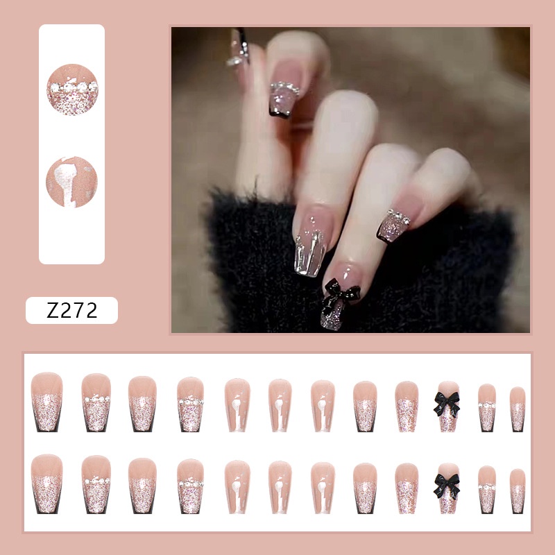 Móng tay giả đính đá /Kèm keo/ làm nail [Z261-300]