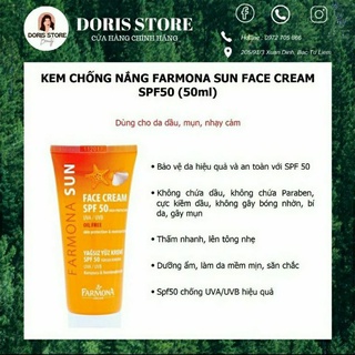50ml Kem chống nắng cho da mụn Farmona Sun Face Cream SPF 50 Oil Free