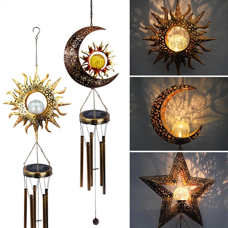 Đèn Năng Lượng Mặt Trời Bằng Kim Loại Hình Quả Cầu Trang Trí Kính Sân Vườn