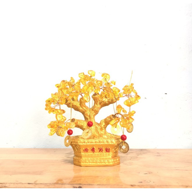 Cây đá phong thủy cây phát tài phát lộc K04 cao 18cm
