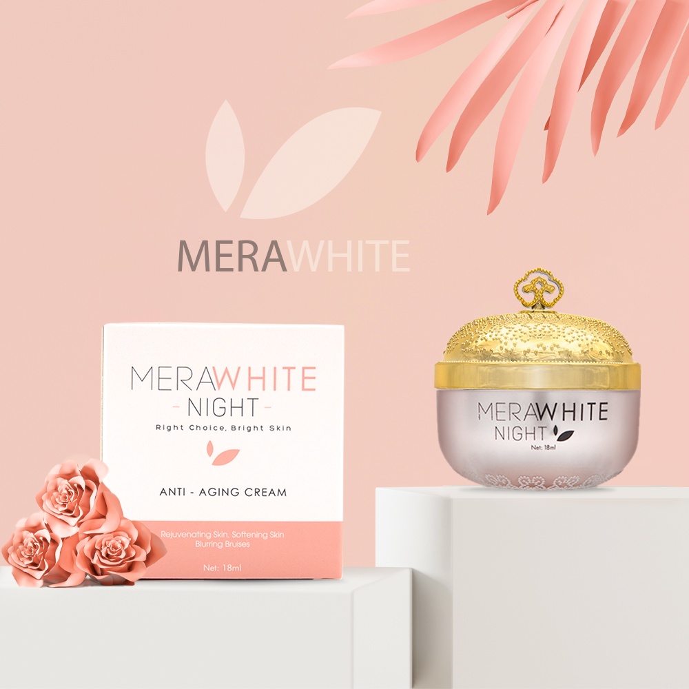 [TẶNG SERUM] Combo 2 Kem dưỡng trắng da ban đêm MeraWhite Night - Mờ nám - Tàn nhang - Chống lão hóa 18ml