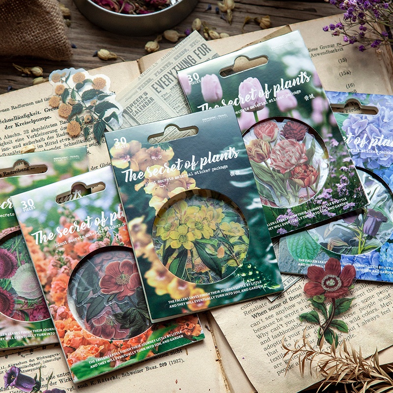 Hộp nhãn dán chống thấm nước chủ đề thiên nhiên phong cách vintage retro trang trí sổ lưu niệm/album/sổ kế hoạch