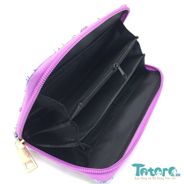 Ví da gập dài khóa kéo Gấu Xù tinh nghịch - Khủng Long Ngố - Bơ Xanh - Chó Shiba - Chó Corgi - Đàn Mèo