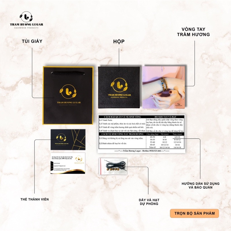 Vòng tay trầm hương Việt tự nhiên - Vòng đôi mix charm - Trầm hương Lugar
