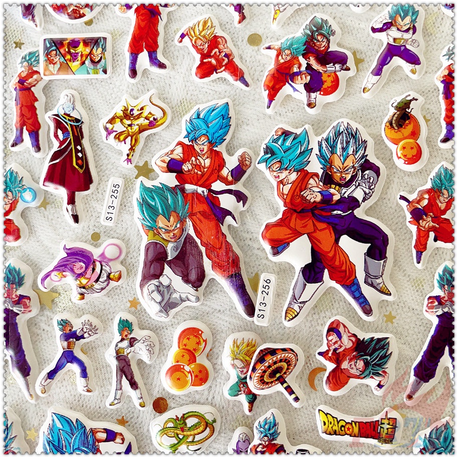 ▶ Bộ 5 Tấm Sticker Dán Phần Thưởng Nhân Vật Hoạt Hình DRAGON BALL Q-1 ◀ Miếng Dán PVC 3D Chống Thấm Nước Chất Lượng