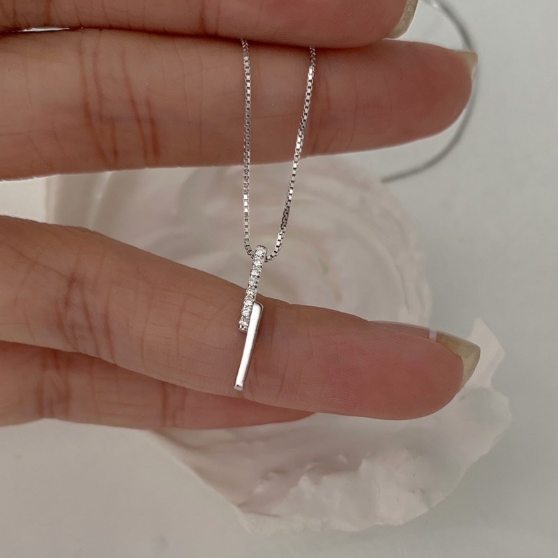 Dây chuyền bạc nữ AURA kiểu dáng vòng cổ mặt tia chớp đính đá lấp lánh-AURASILVER-DC04