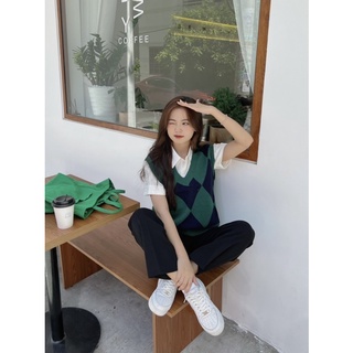 [ảnh thật] Áo gile len trám Ulzzang
