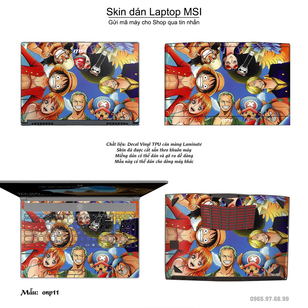 Skin dán Laptop MSI in hình One Piece nhiều mẫu 11 (inbox mã máy cho Shop)