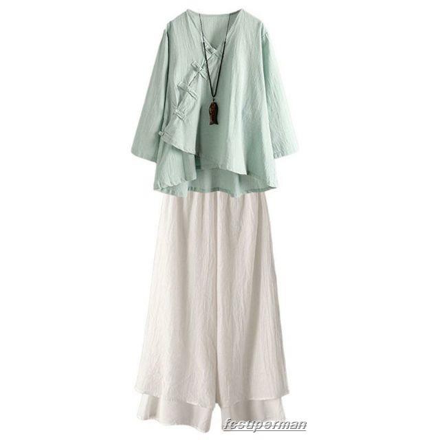 Bộ hán phục cách tân chất vải cotton thoáng mát kiểu retro | BigBuy360 - bigbuy360.vn