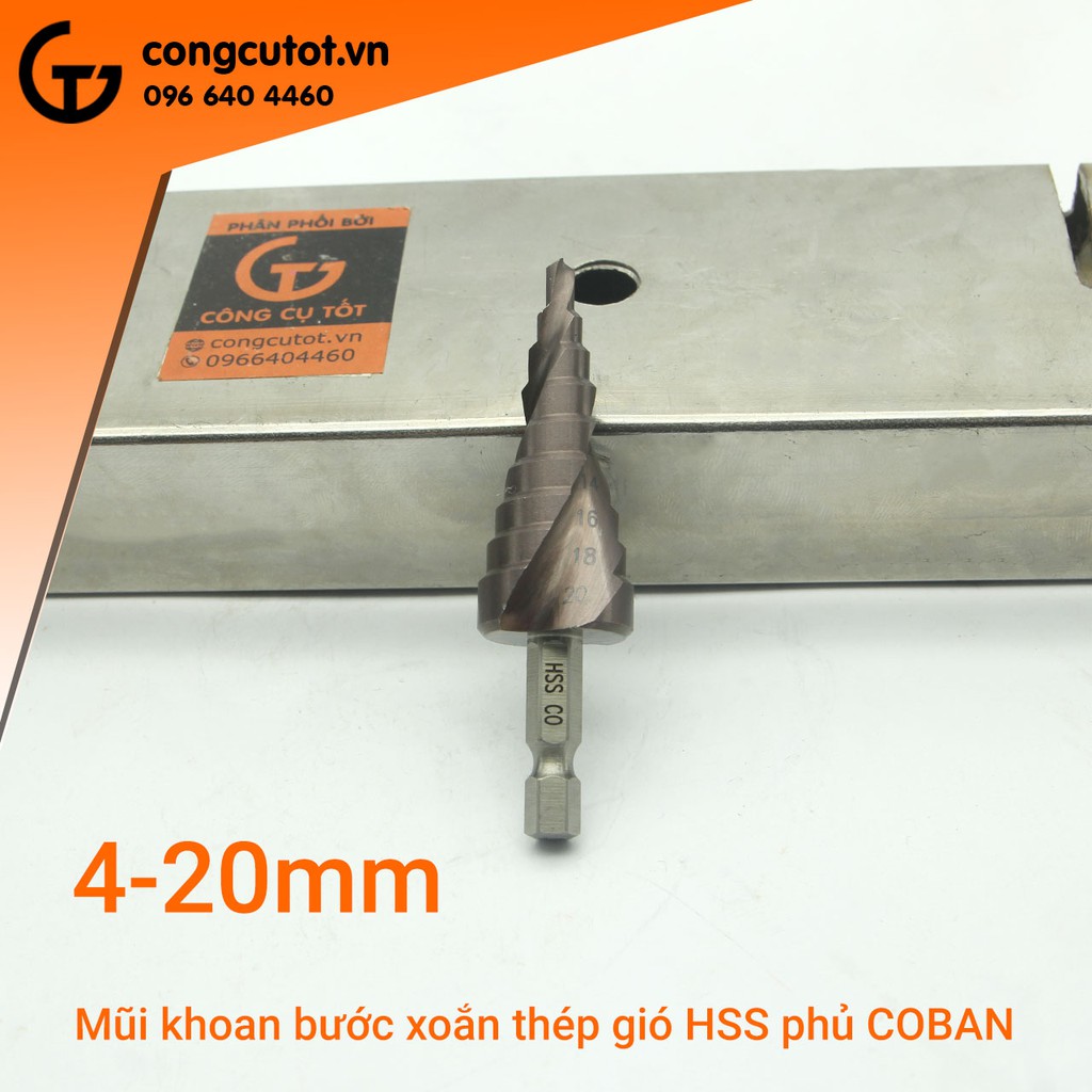 Mũi khoan bước xoắn M35 chuôi lục phủ Coban