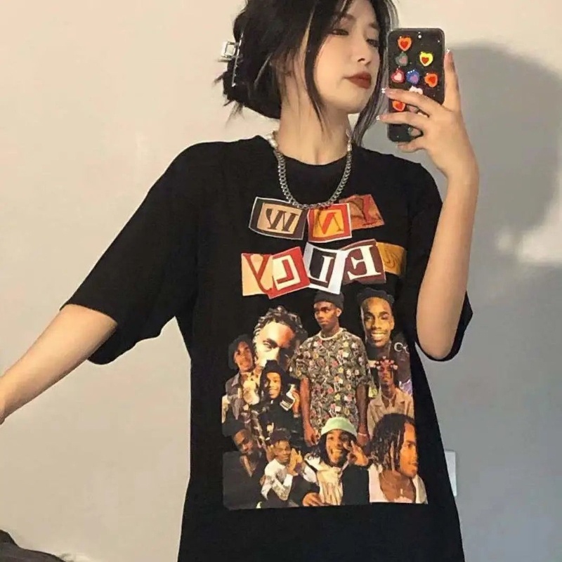 COZOK Áo Thun Tay Ngắn Cổ Tròn Dáng Rộng In Hình Nhân Vật Phong Cách Vintage