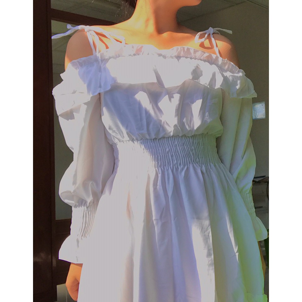 Váy trắng, đầm trắng nữ tinh khôi hai dây tay phồng màu trắng 2 dây giá rẻ xinh yêu kèm ảnh thật | BigBuy360 - bigbuy360.vn