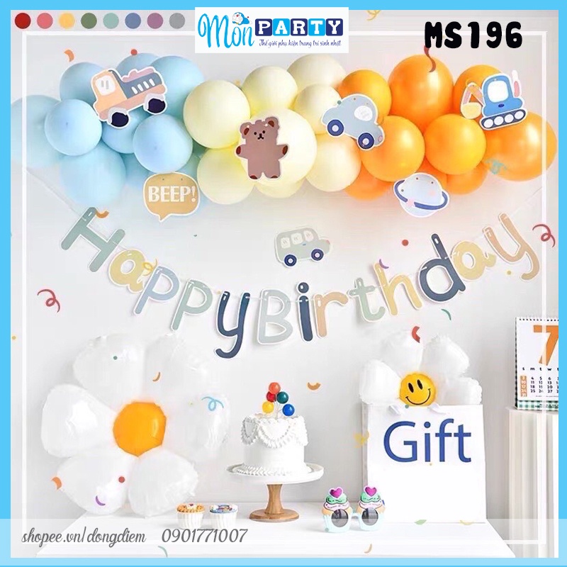 Set bóng sinh nhật chủ đề ô tô, trang trí sinh nhật xe ô tô cho bé tặng kèm bơm và băng dính