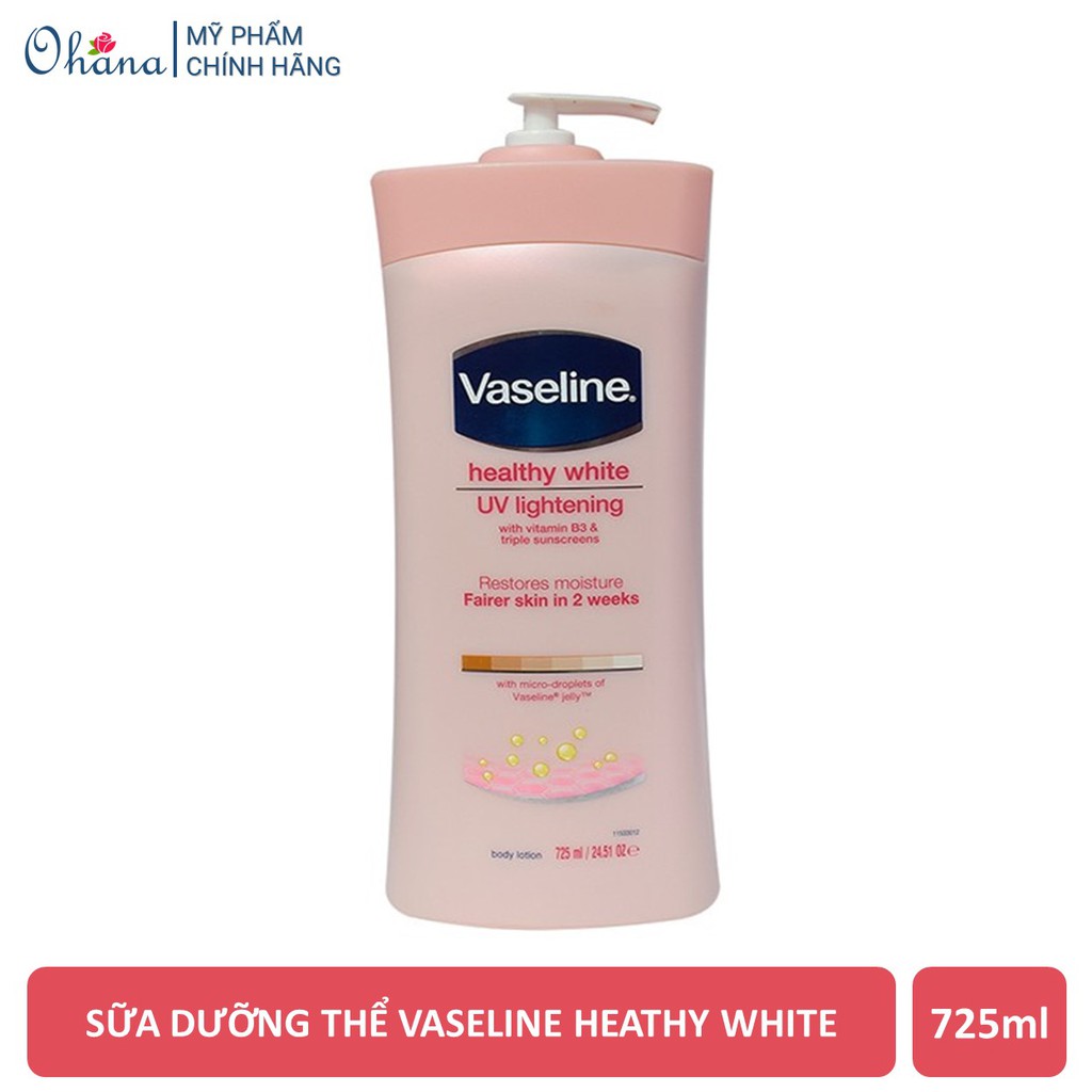 Sữa Dưỡng Thể Vaseline Heathy White Cân Bằng Độ Ẩm, Mịn Và Sáng Da 725ml