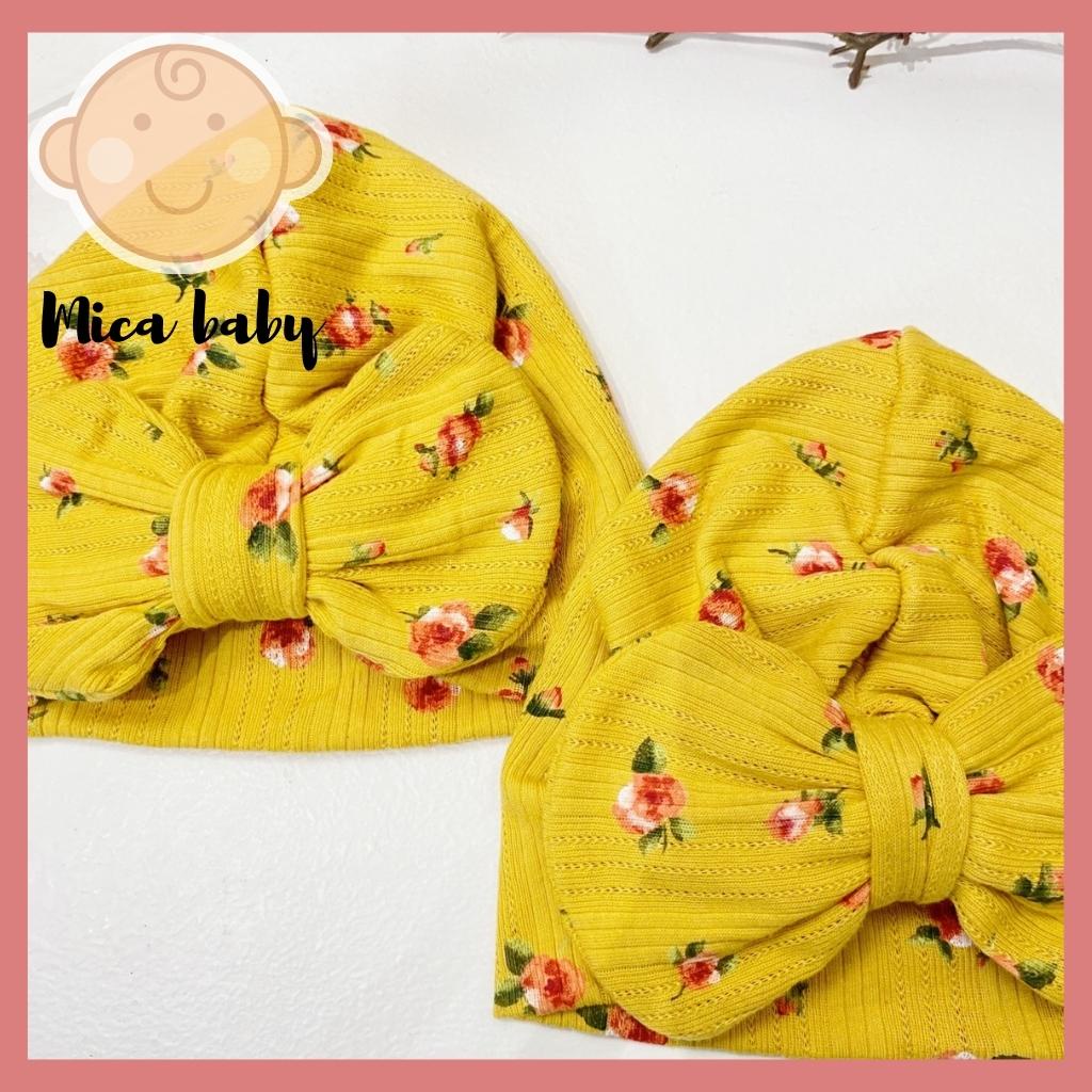 Mũ nón turban thắt nơ vàng hoa sao đỏ dễ thương cho bé Mica baby MTB81