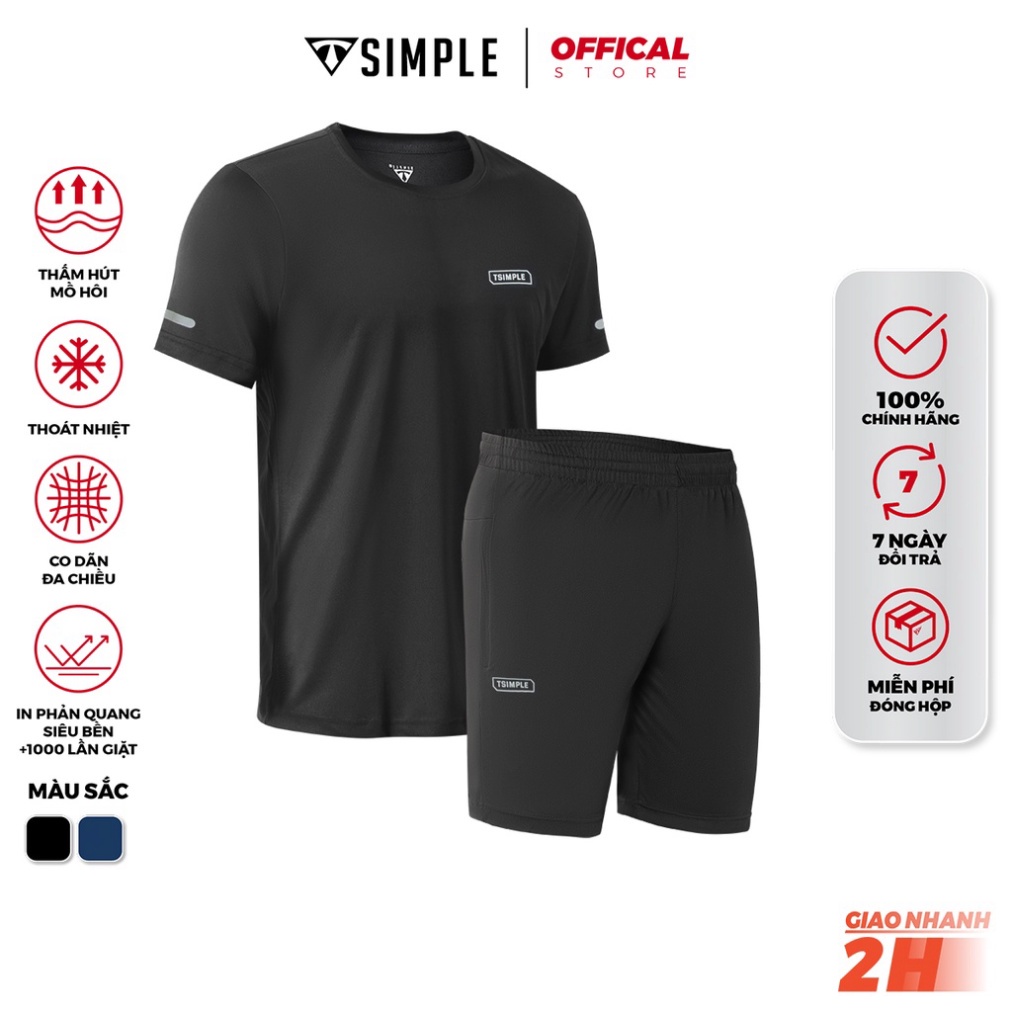 HOT Bộ Thể Thao Nam TSIMPLE quần áo tập gym vải thun lạnh thoáng mát co giãn năng động thời trang MSSBHP1 $$