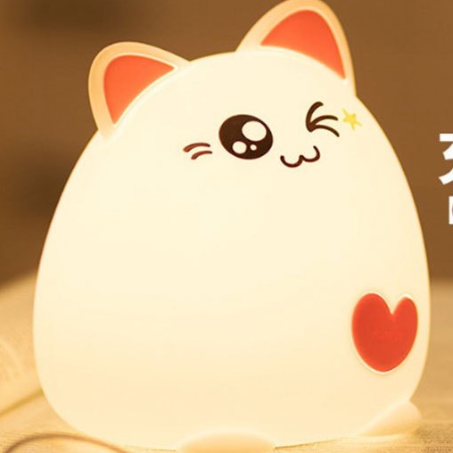 Đèn ngủ cảm ứng dễ thương silicon Kitty 💖 Đèn ngủ để bàn hình thú 💖 Đổi màu liên tục cute💖 Quà tặng sinh nhật đáng yêu