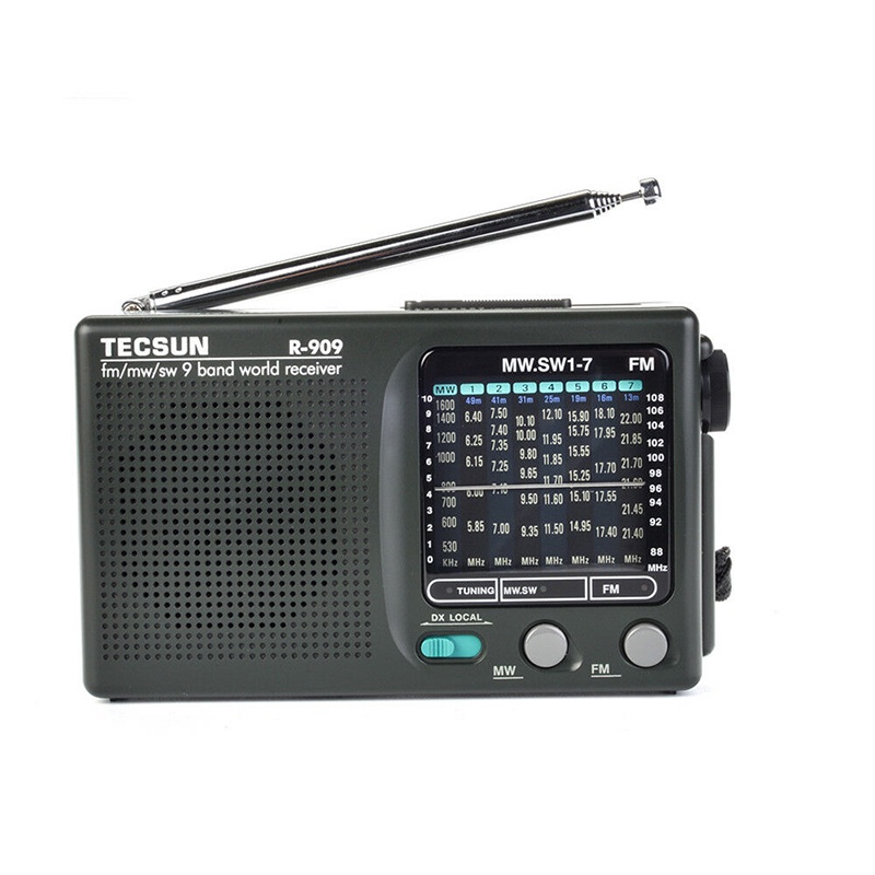 Tecsun R-909 Radio Di Động Fm Mw  Sw  Bộ Thu Thế Giới 9 Băng Tần-Sun. Vn