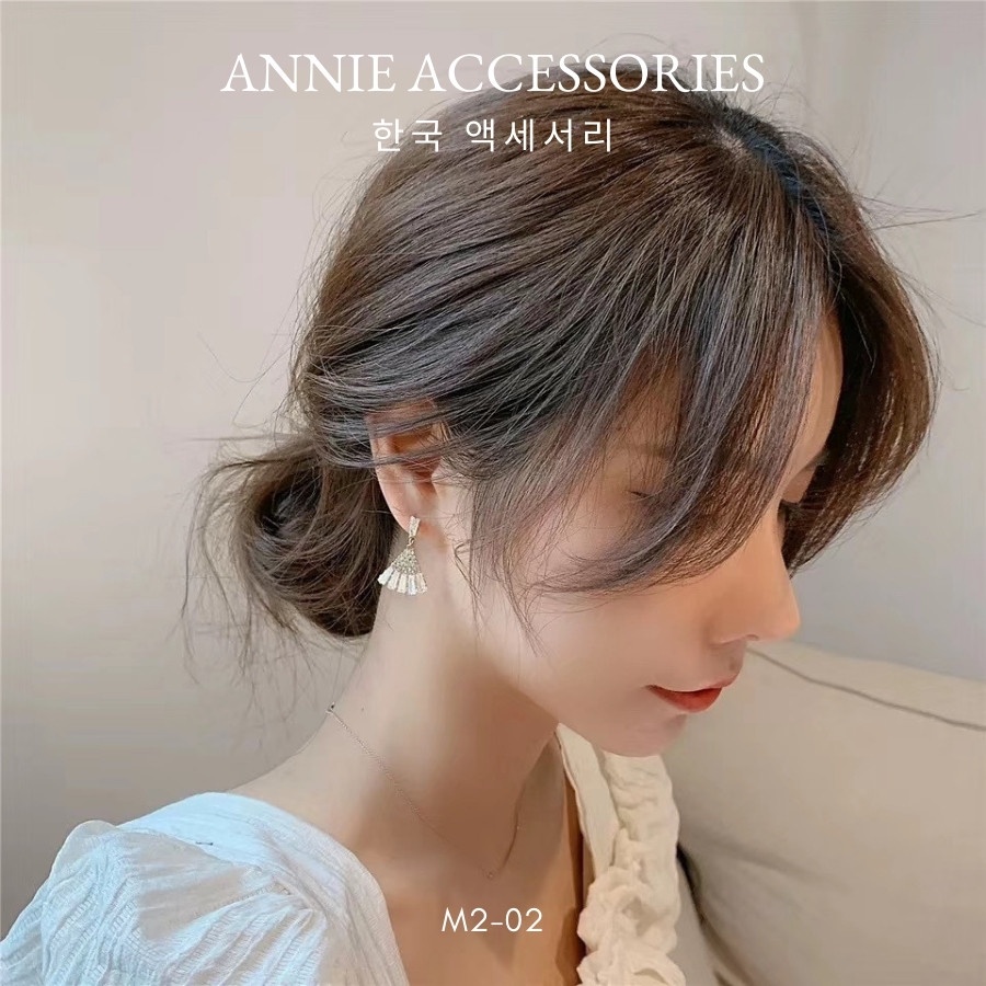 Bông tai đính đá cao cấp hình quạt phong cách sang trọng hiện đại ANNIE - M2-02