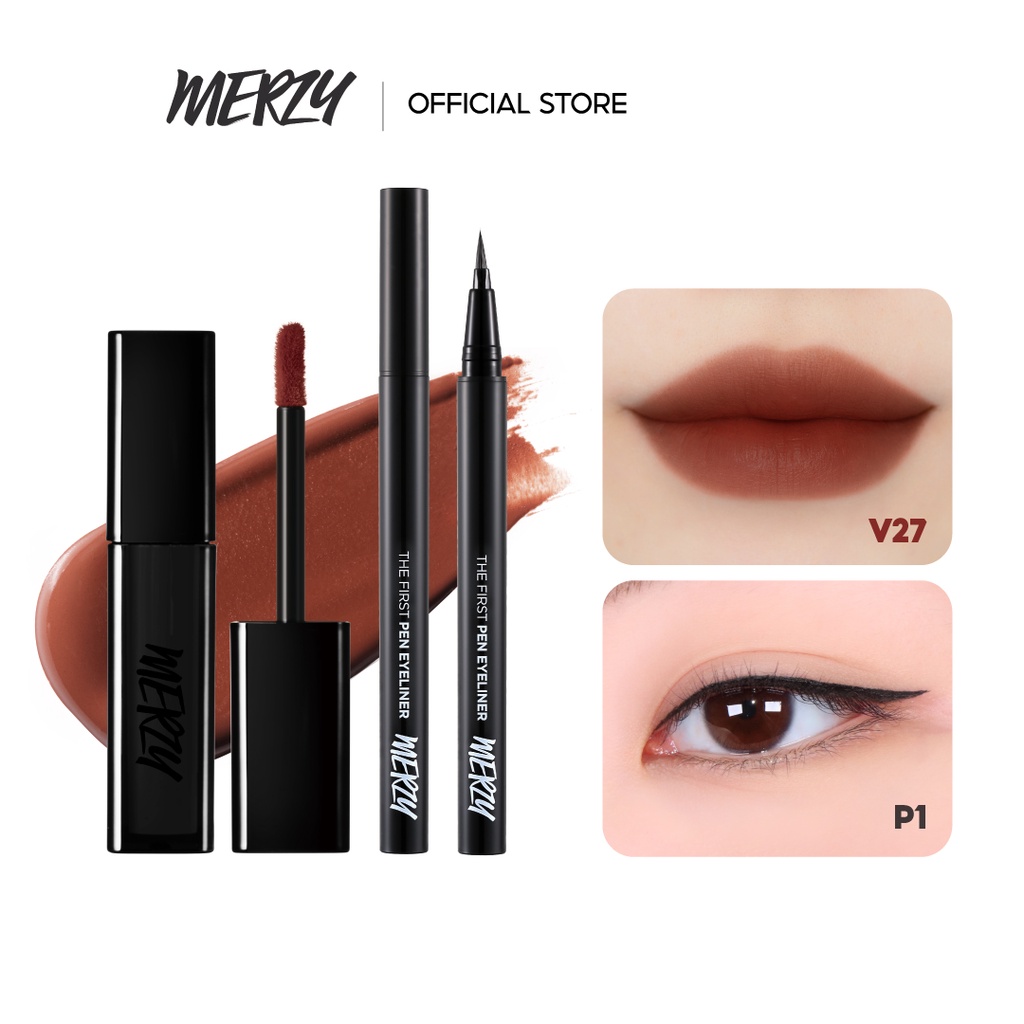 Combo Son Kem Lì Merzy Noir Velvet Tint 4g + Bút kẻ mắt Merzy Another Me The First Pen Eyeliner 0,5g