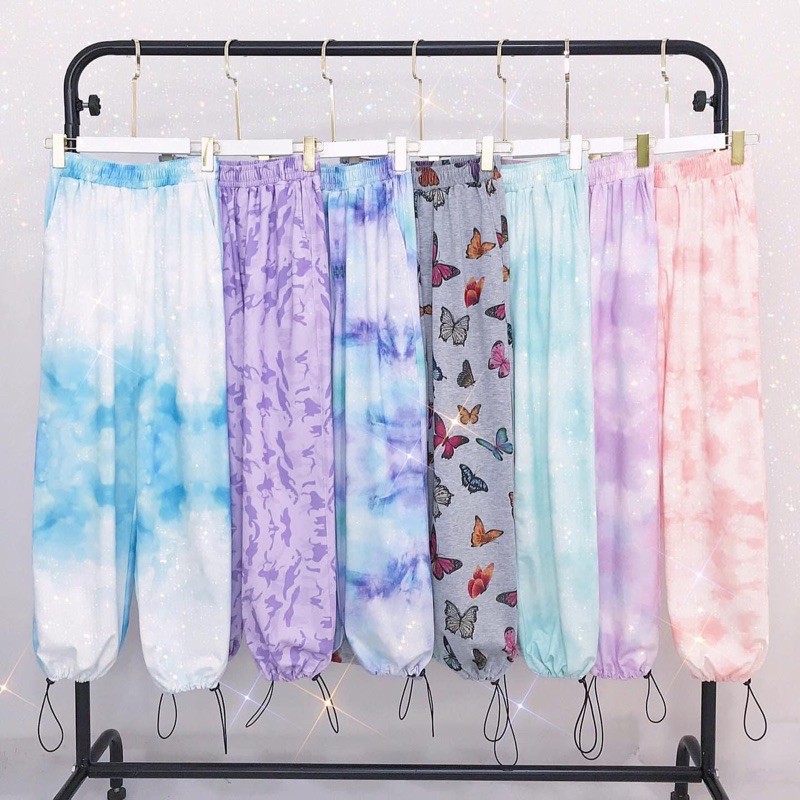 Long pant 3D tiedye / Quần loang màu ống suông dây rút