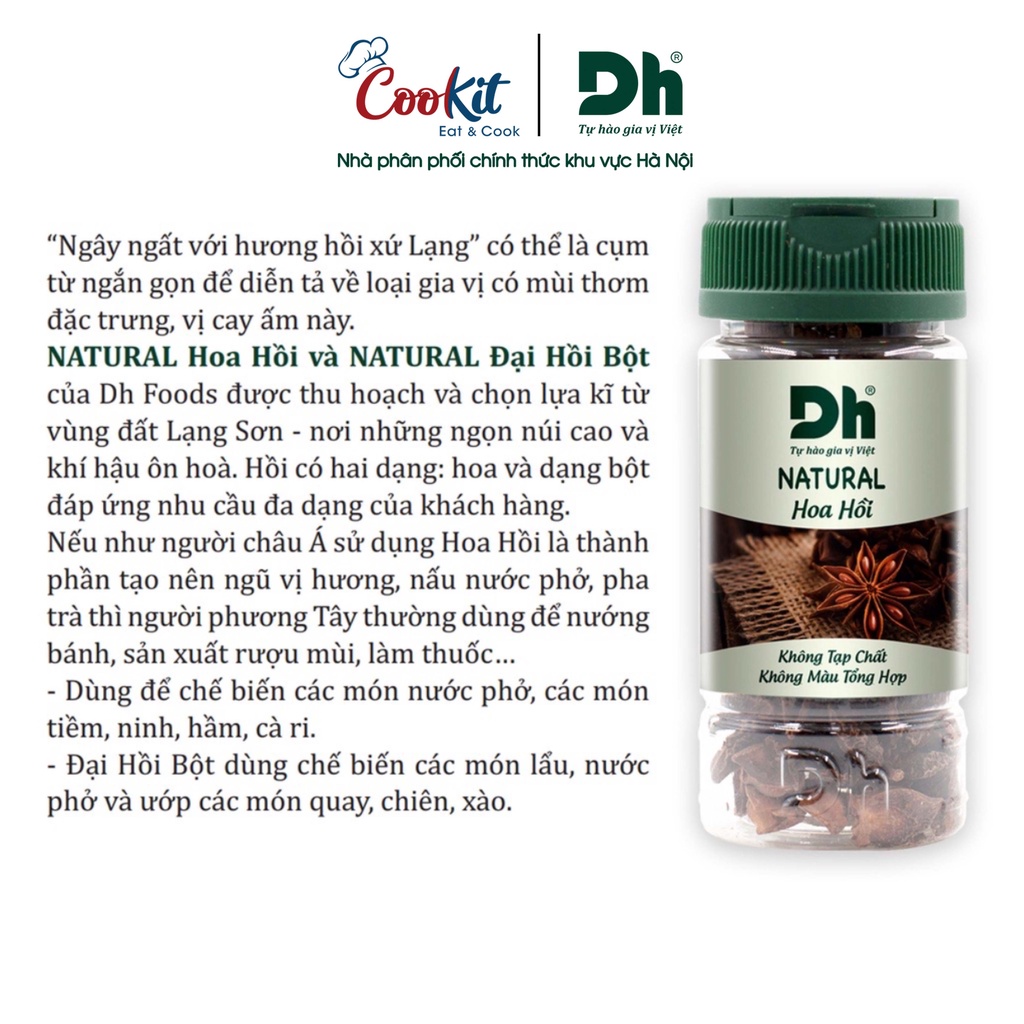 Hoa hồi Natural Dh Foods nguyên liệu,hương liệu pha chế, nấu ăn 15gr