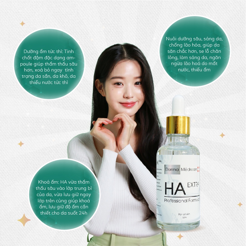 Tinh Chất Khóa Ẩm Sâu Serum Da Dầu, HA Cấp Ẩm, Cấp Nước Cho Da Derma Me'dream - Chai 50ml