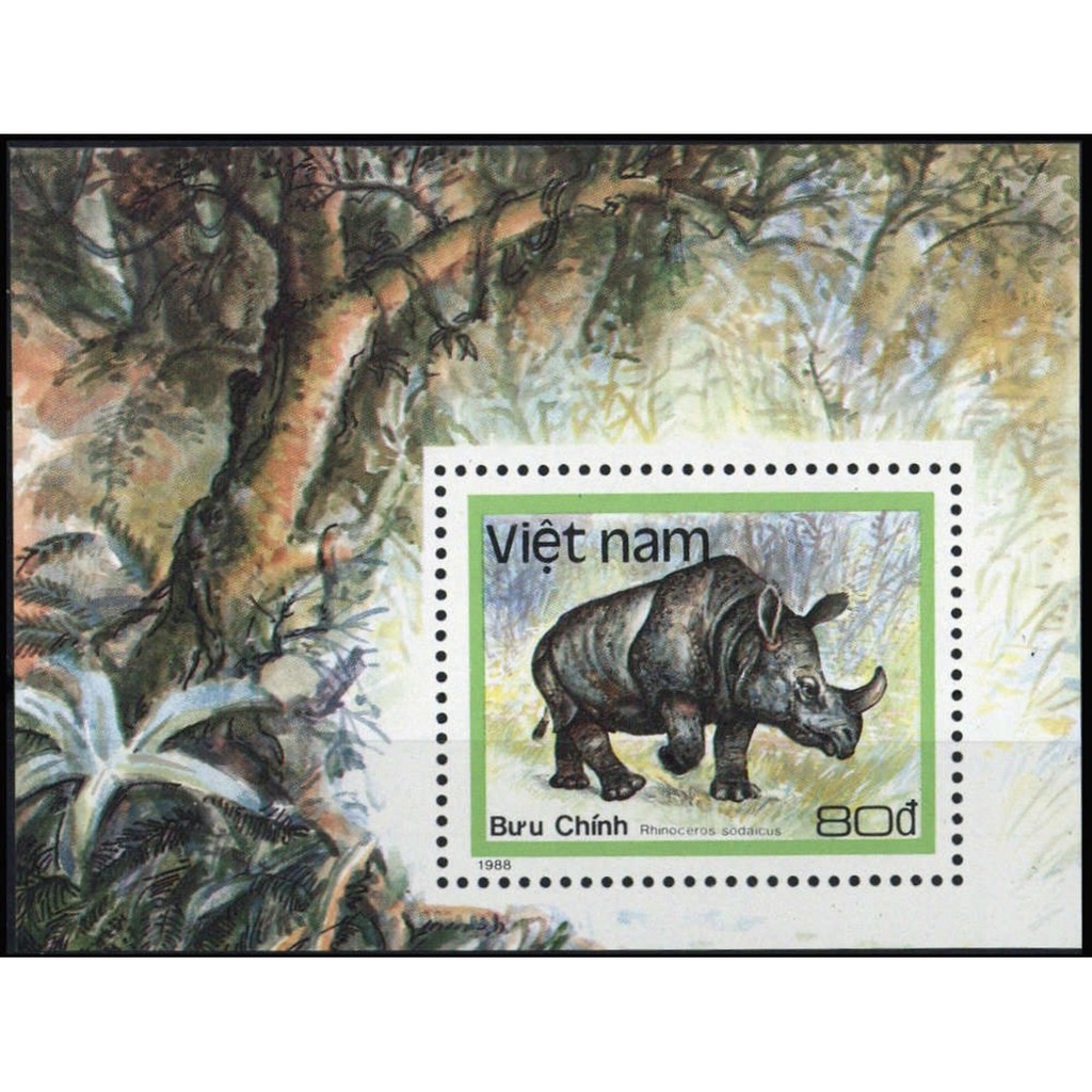 Tem sưu tập MS 554 Block Tem Việt Nam Bảo vệ thú hoang 1988