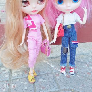 Giày mèo bằng da cho búp bê 1/8 , blythe , holala