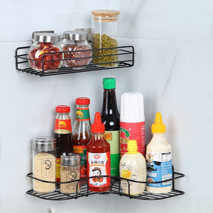 Kệ Góc Nhà Tắm Dán Tường Siêu Dính, Kệ Để Đồ Gia Vị Nhà Bếp Thép Không Gỉ Cao Cấp