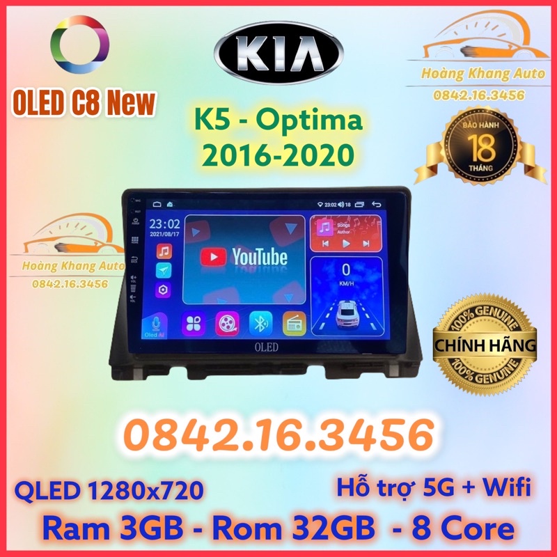 Màn hình android OLED C8 New theo xe K5 OPTIMA 2016 - 2020  kèm dưỡng và jack nguồn zin theo xe