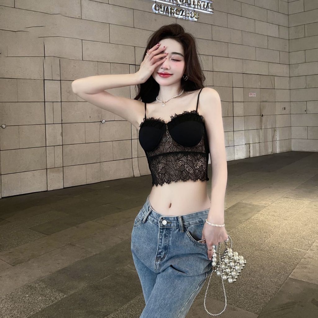 Áo bra nữ 2 dây ren sexy gợi cảm đệm mút mỏng nâng ngực họa tiết hoa quyến rũ DOPICO B2206