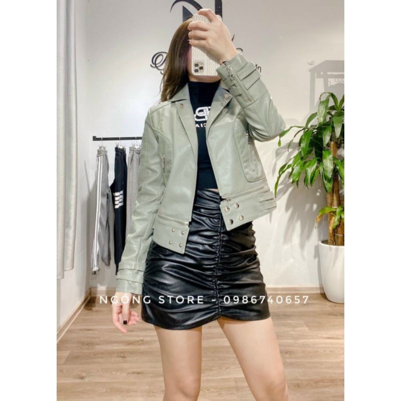 Váy da nhăn hot có quần trong