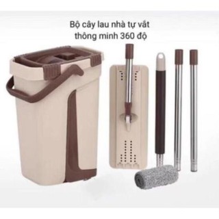 Unisexfashion  Bộ Cây Lau Nhà 360 Độ Chính Hãng Cao Cấp Mặt Lau Hình Chữ Nhật kèm 2 bông lau
