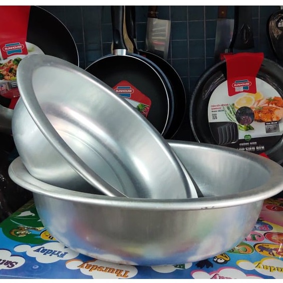 Chậu nhôm tinh khiết dùng tắm cho bé, giặt đồ loại phi 60cm, cao 18cm, nặng 1.5kg siêu bền, chông va đập