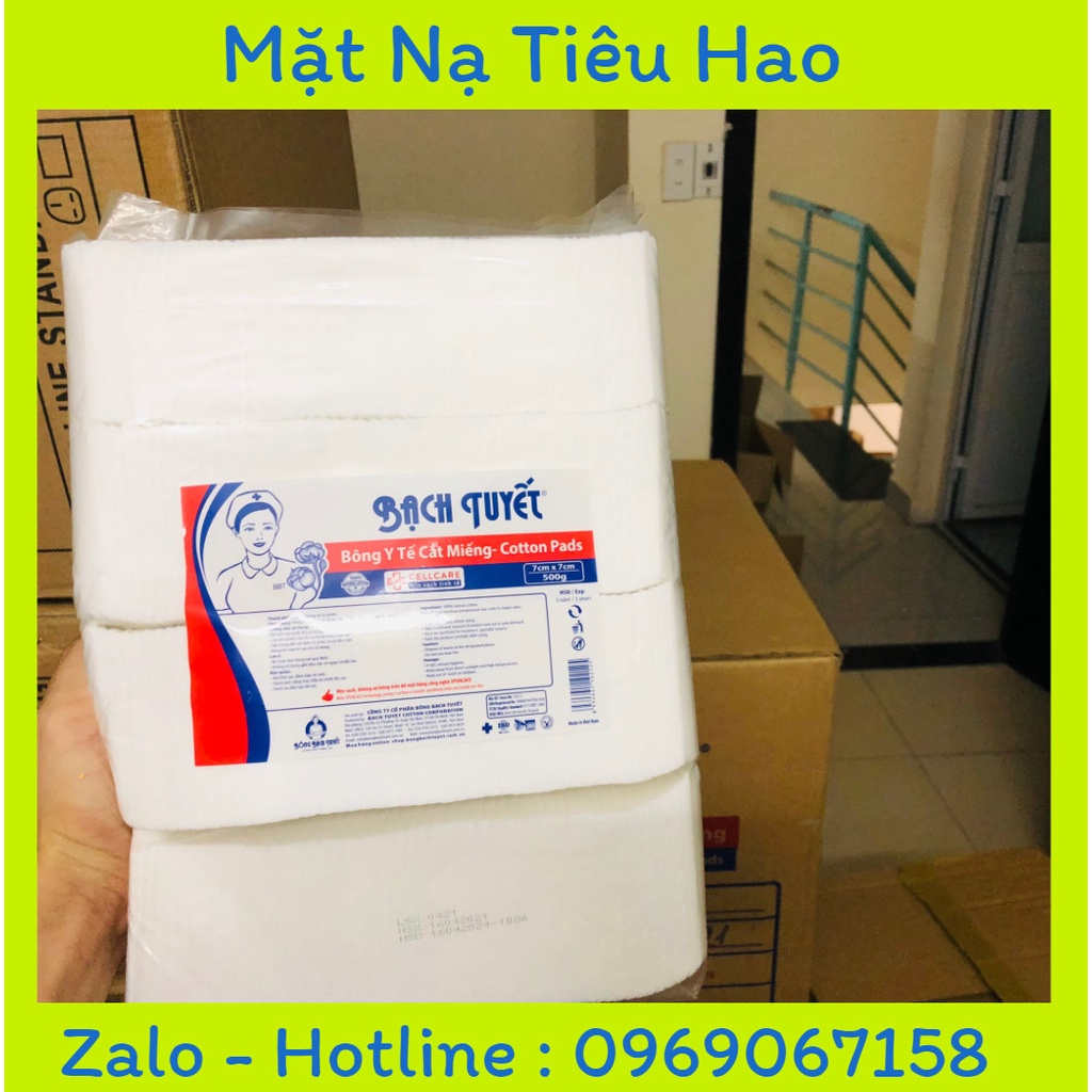 Bông y tế cắt miếng bạch tuyết 7x7 (500g) dùng cho spa