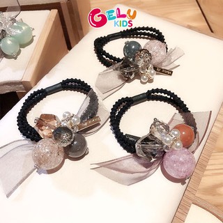 Dây buộc tóc nữ GELU KIDS dây chun co giãn phối ren và hạt lấp lánh - PK107