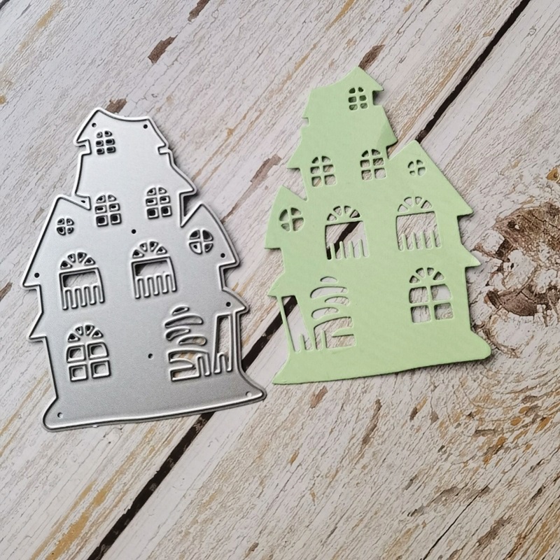 Sc Khuôn Kim Loại Cắt Giấy Dập Nổi Hình Lâu Đài Giáng Sinh Trang Trí Sổ Lưu Niệm Thủ Công diy