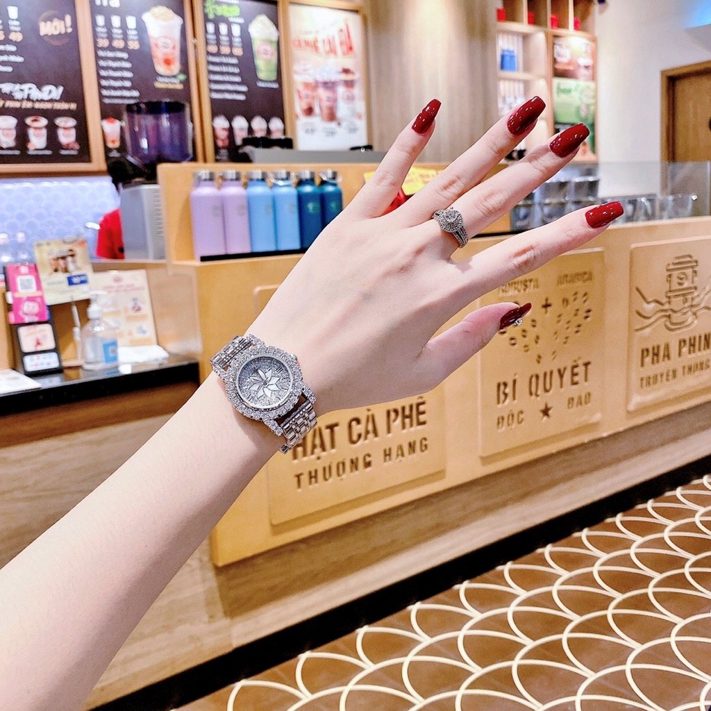 Đồng Hồ Nữ Gulena Bạc Đính Đá Chính Hãng 32mm