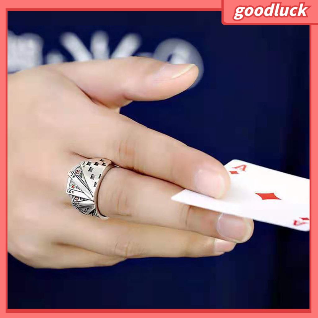 Nhẫn hở nam nữ có thể điều chỉnh thiết kế bài poker thời trang cổ điển