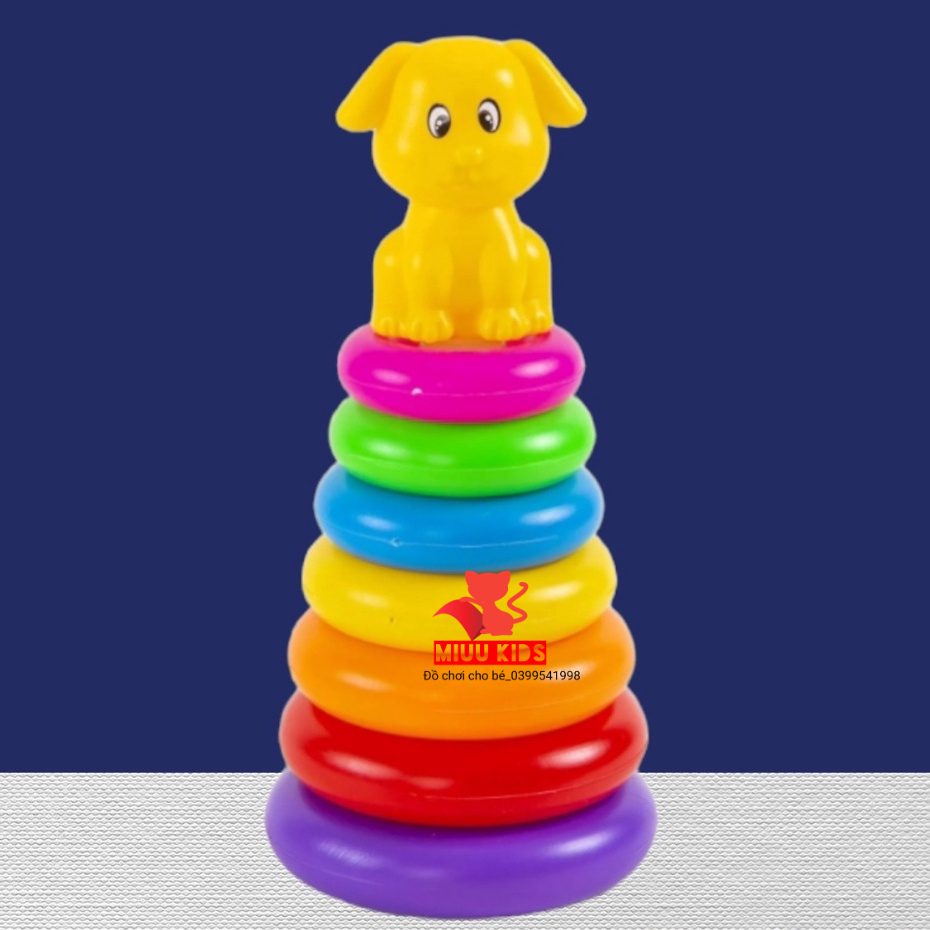 Đồ Chơi Tháp Xếp Vòng 7 Màu Hình Chú Cún Dễ Thương Cho Bé Nhận Biết Màu Sắc Phát Triển Tư Duy