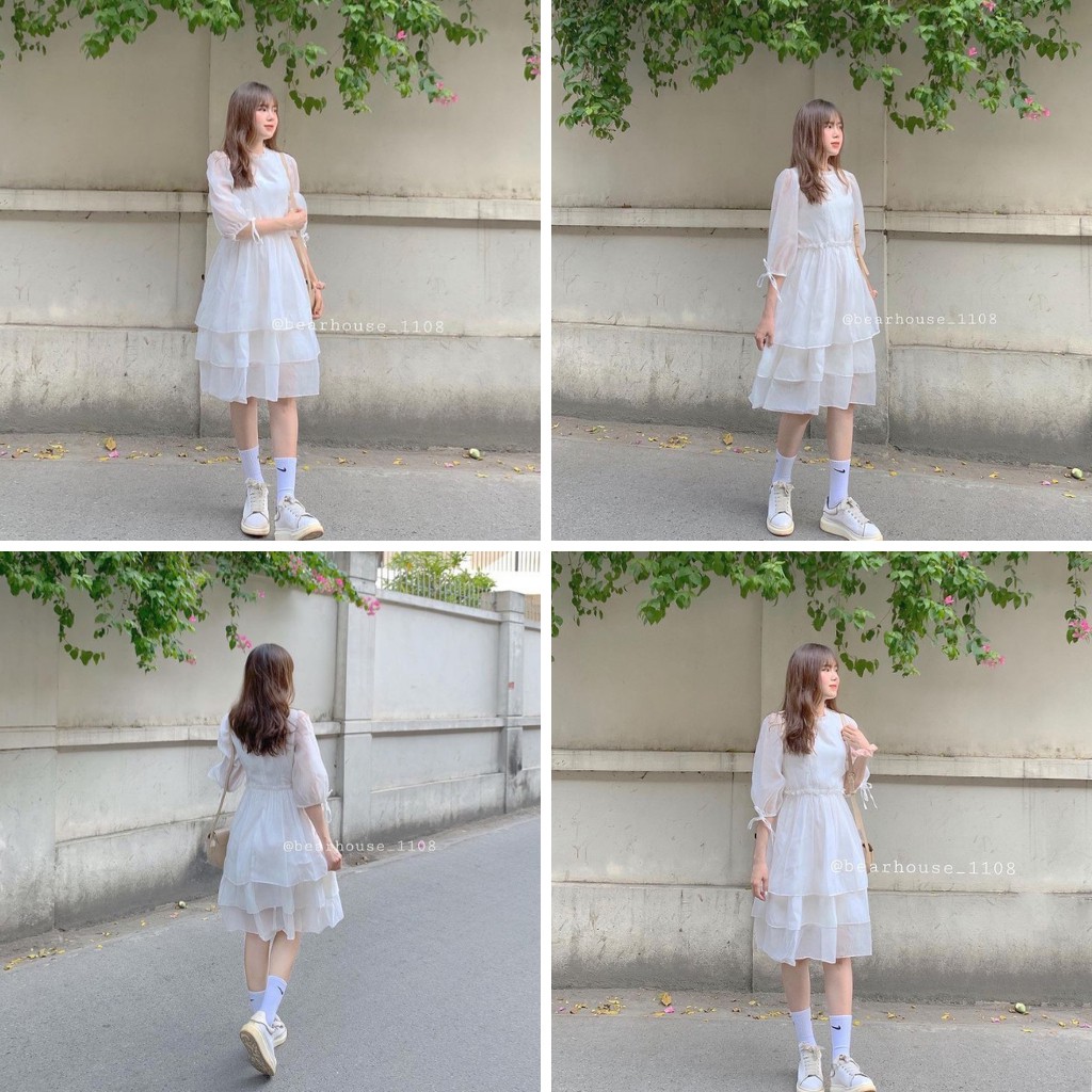 ĐẦM TRẮNG NỮ 3 TẦNG TAY LỠ BUỘC DÂY CỰC XINH, CHẤT VOAN TƠ CỰC ĐẸP, PHÙ HỢP MẶC ĐÁM CƯỚI, DỰ TIỆC, KỶ YẾU( HÀNG SẴN)
