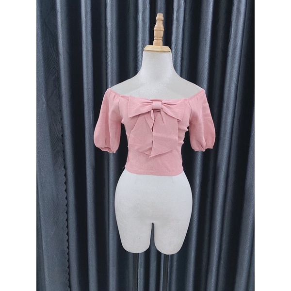 Áo crotop len nơ ngực