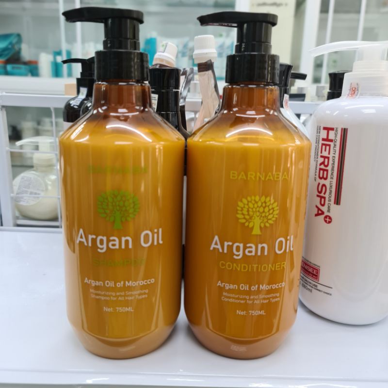 Cặp dầu gội xả ngăn rụng tóc phục hổi hư tổn BARNABA Argan Oil 750ml x2