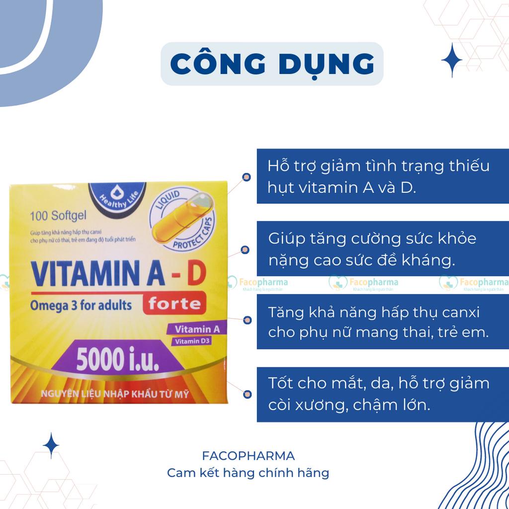 Viên uống Vitamin A D hộp 100 viên nang bảo vệ sức khỏe đẹp da cải thiện tình trạng chậm lớn rụng tóc mỏi mắt TPN7.10