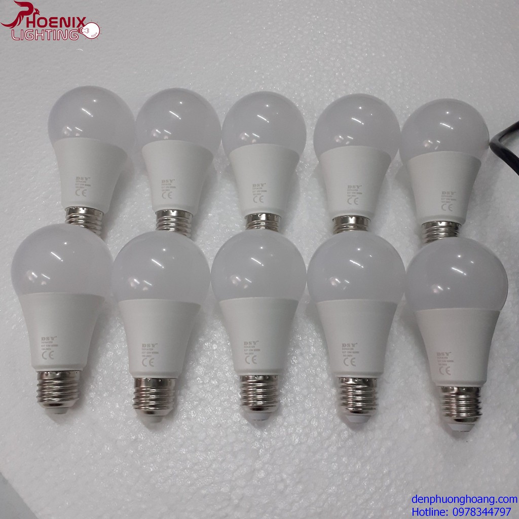 BÓNG LED BÚP TRÒN TRẮNG/VÀNG 12W - COMBO 10 BÓNG