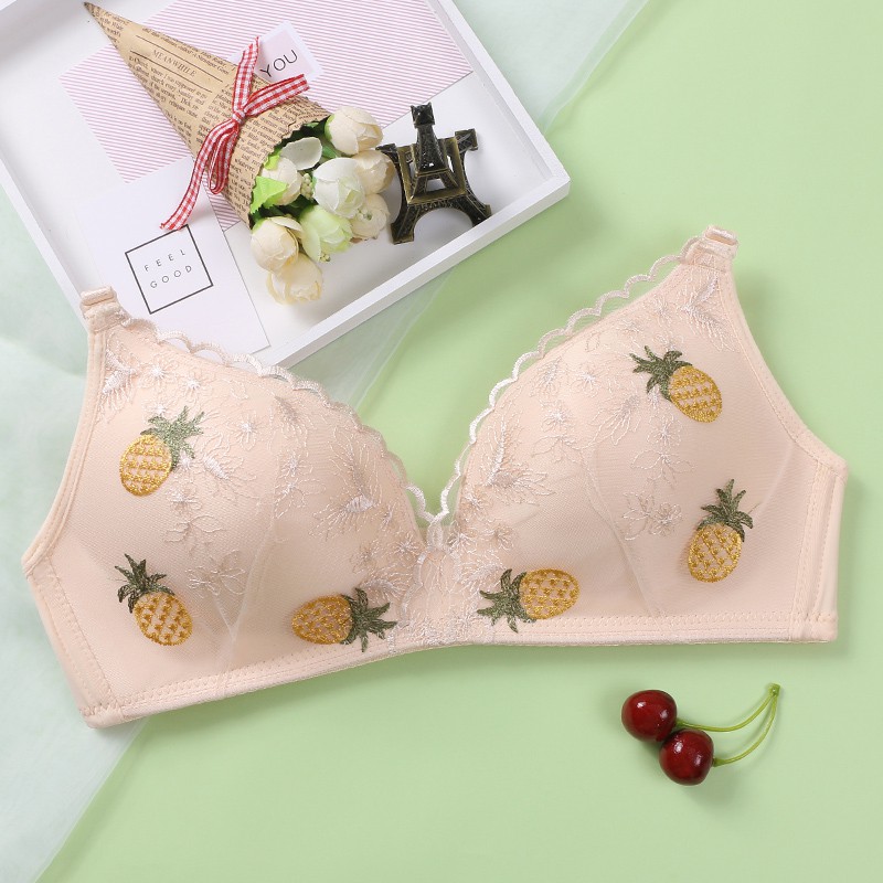 Áo lót AOWEINISI mềm mại họa tiết trái cây hoạt hình xinh xắn đáng yêu cho nữ