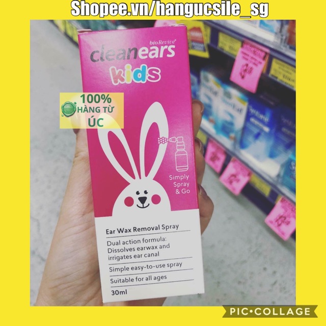 (Date 8/2022) Xịt tan ráy tai Cleanears Kids Úc 30ml, Clean Ears